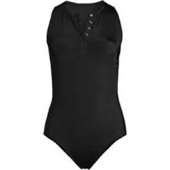Lands end high neck modest swimsuit snap plus size 16W - Picture 1 of 10